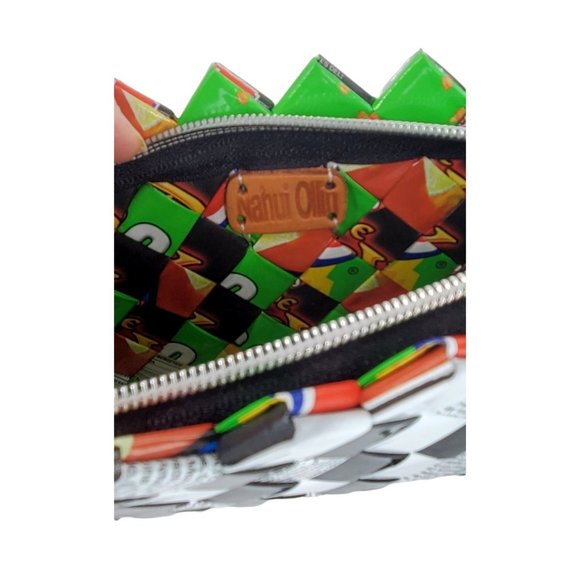 Nahui Ollin Clutch Zipper Handbag Purse Recycled Newspaper & Candy Wrappers - Picture 7 of 7